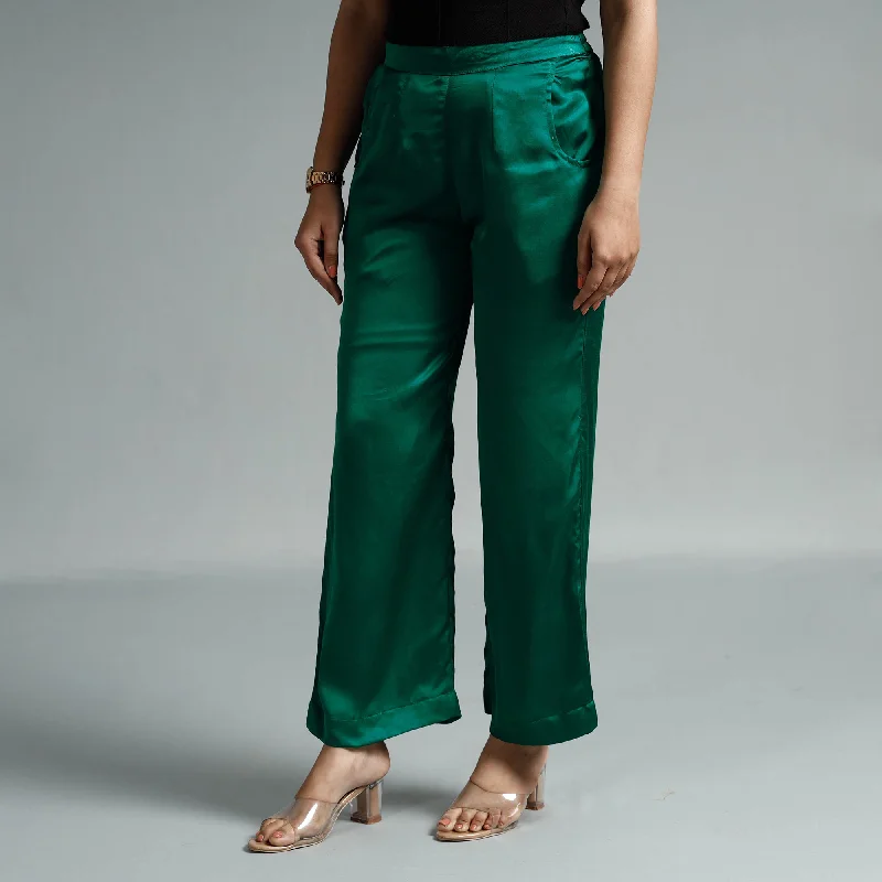 Versatile Items Dark Green Plain Modal Silk Elasticated Pant