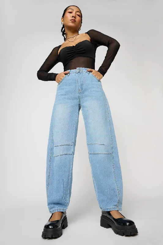 European Plan Aqua Blue Barrel Leg Jeans