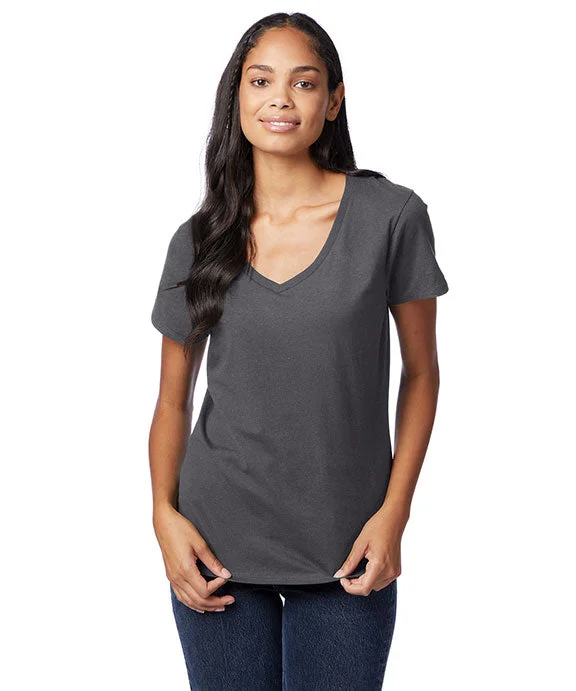High waist design S04V - Hanes Ladies nano-T® V-Neck T-Shirt | Smoke Grey