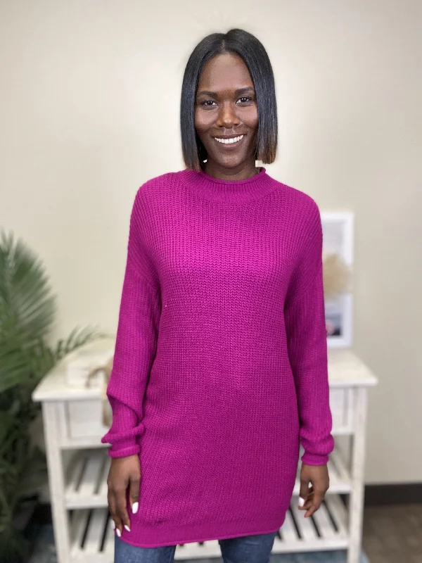 Chic Comfort Focus On You Women's Solid Mock Neck Knit Sweater