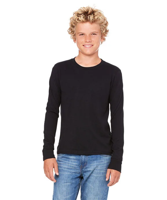 Sports Comfort Style 3501Y - Bella + Canvas Youth Jersey Long Sleeve T-Shirt | Black Sports Comfort Style 3501Y - Bella + Canvas Youth Jersey Long Sleeve T-Shirt | Black