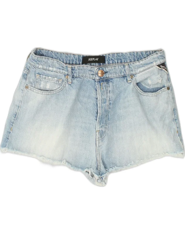 High Street Series REPLAY Womens Denim Shorts W30 Medium Blue Cotton