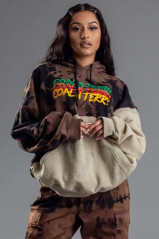 Slim Fit RUSTED N SAND TRI CNT PATCHWORK HOODIE