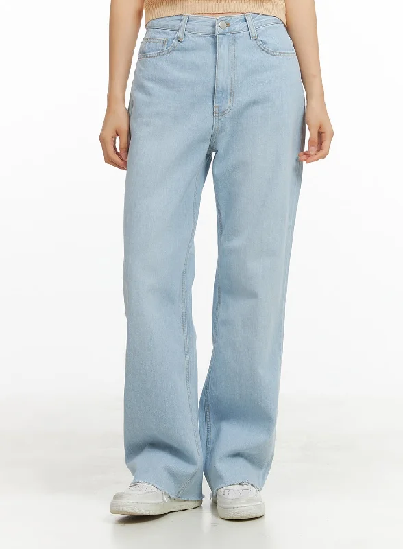 Street Charm Cotton Washed Loose Fit Straight Jeans OY421