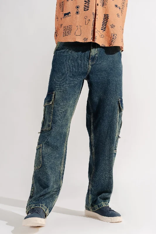 Modernism Men's Side Pocket Cargo Jeans