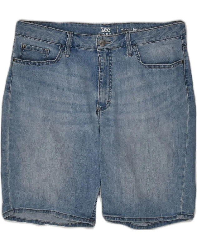 Cozy Fit LEE Womens Riders Denim Bermuda Shorts UK 14 Large W32 Blue Cotton