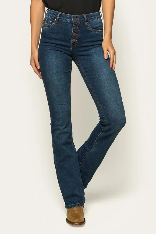 Black And White Style Selina Womens Mid-Rise Bootleg Jeans - Classic Blue