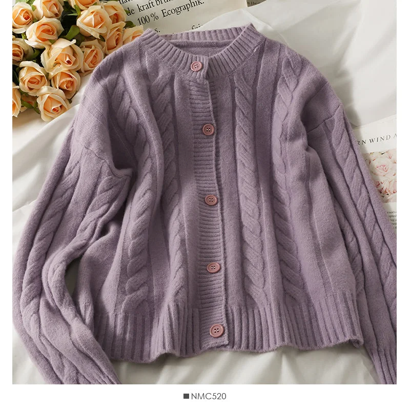 Hooded design Sweater women's solid color linen knit  1868
