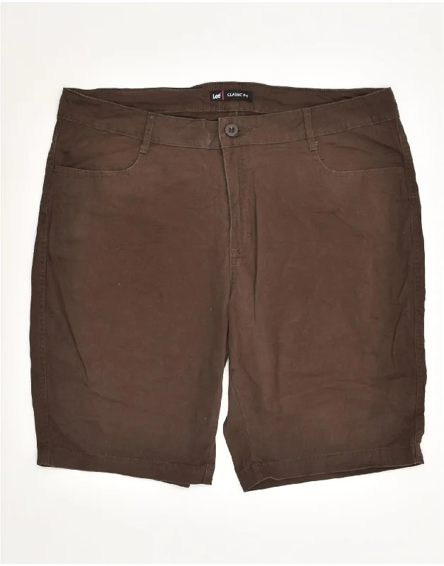 Retro Style LEE Womens Classic Fit Casual Shorts US 18 2XL W36 Brown Cotton