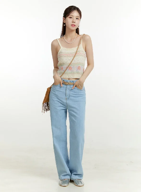 Fresh And Natural Washed Straight Jeans OU428