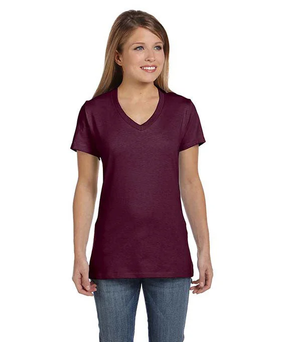 Free and comfortable S04V - Hanes Ladies nano-T® V-Neck T-Shirt | Maroon