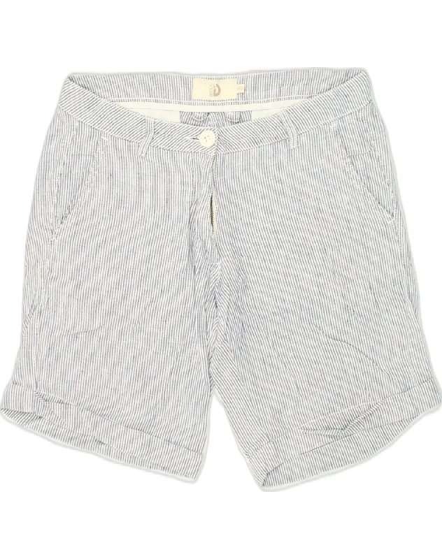 Noble And Elegant DACK'S Womens Chino Shorts IT 42 Medium W32 Blue Pinstripe Linen