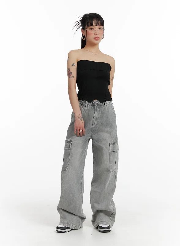 British casual Denim Cargo Pants IF426