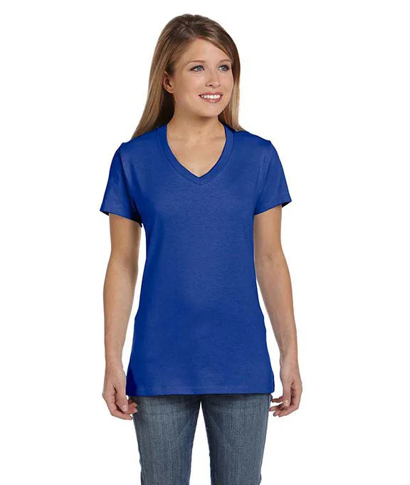 Boutique style S04V - Hanes Ladies nano-T® V-Neck T-Shirt | Deep Royal