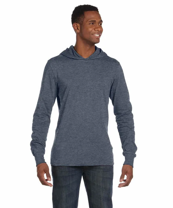 Layered Comfort 3512 - Bella + Canvas Unisex Jersey Long-Sleeve Hooded T-Shirt | Deep Heather Layered Comfort 3512 - Bella + Canvas Unisex Jersey Long-Sleeve Hooded T-Shirt | Deep Heather