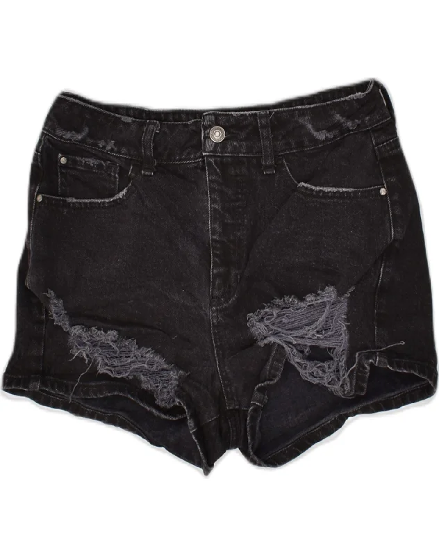 Comfort Fit GUESS Womens Distressed Denim Shorts W29 Medium  Black Cotton