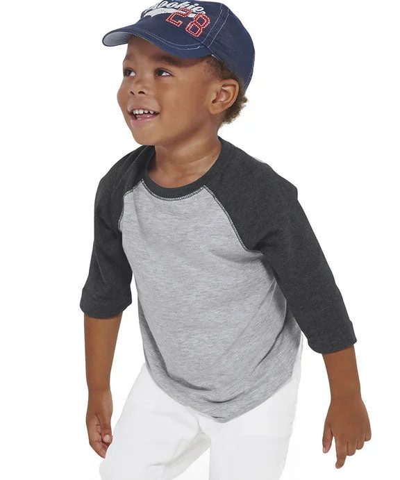 Comfortable Jackets RS3330 - Rabbit Skins Toddler Baseball T-Shirt | Vintage Heather/Smoke Comfortable Jackets RS3330 - Rabbit Skins Toddler Baseball T-Shirt | Vintage Heather/Smoke