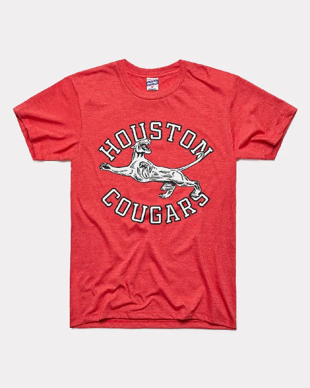 Unique prints Leaping Cougar Houston Red T-Shirt