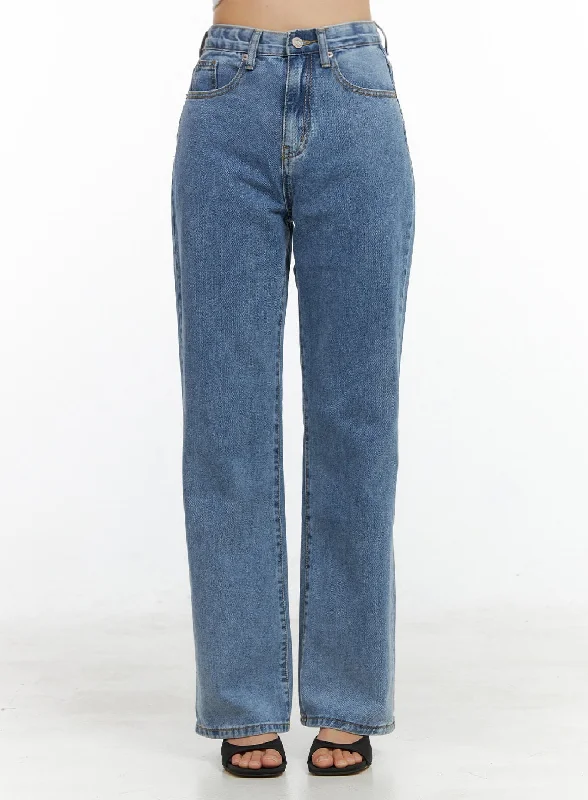 Fashionable And Versatile Washed Straight Jeans OL411