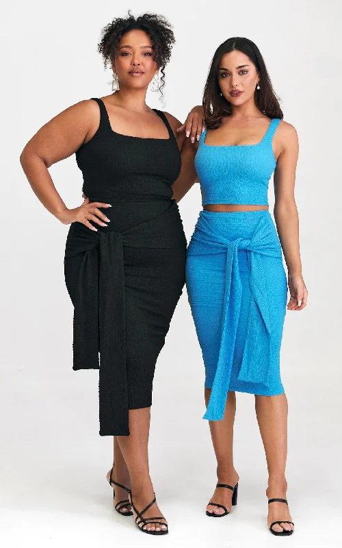Cozy Chic Elfea Midi Skirt - Black Texture