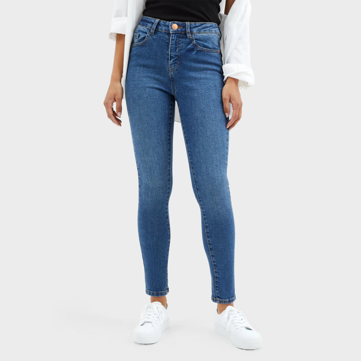 Retro Prints Ladies Mid Rise Skinny Jeans