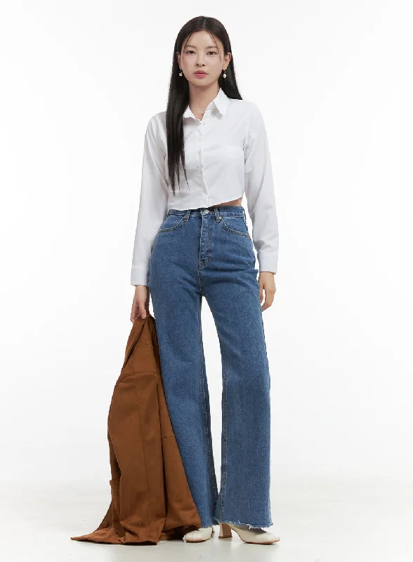 High waist design Hallie Slim Flare Denim Jeans OO416