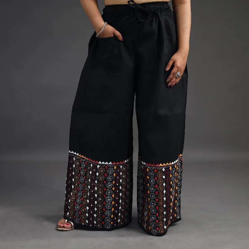 Sports Style Black - Kantha Hand Embroidery Palazzo in Cotton 20