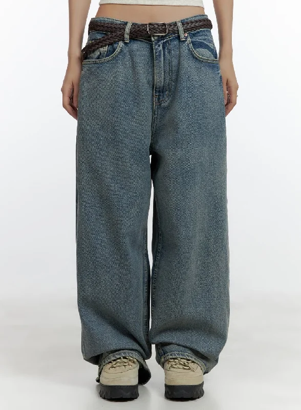 Fresh And Natural Dark Washed Baggy Jeans CL410