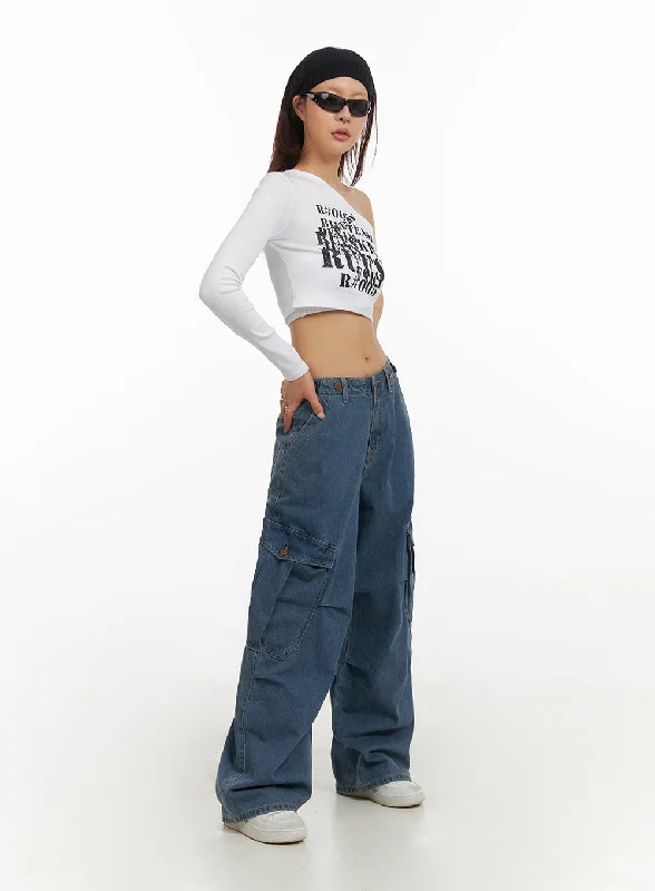 Trendy Looks Cargo Buttoned Jeans IY410