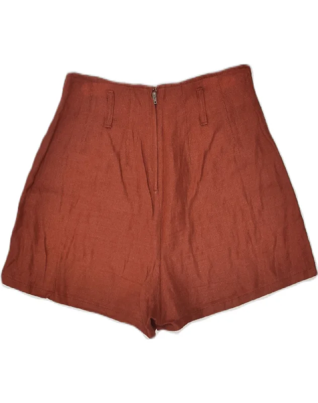 Short skirt design BENETTON Womens Casual Shorts W26 Small Brown Linen