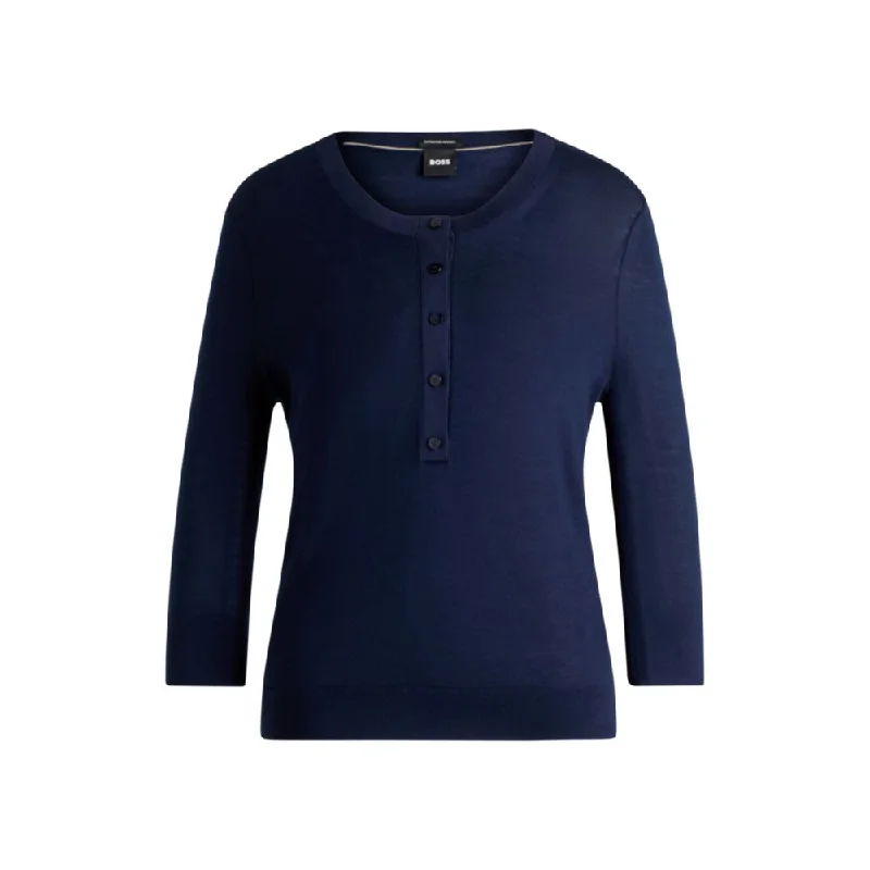 Everyday Comfort Henley-neck sweater in Merino wool