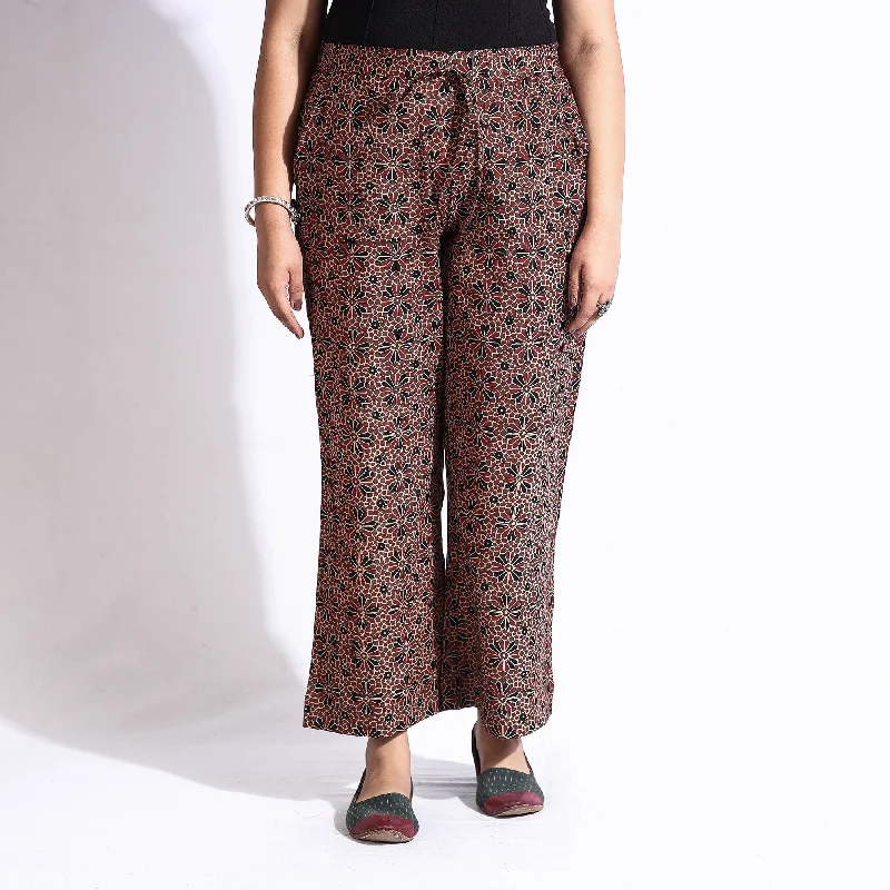 Ethnic Style Maroon - Ajrakh Block Printed Cotton Farsi Pant