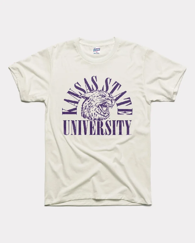 Unique Fashion Kansas State Power Cat Arch Vintage White T-Shirt