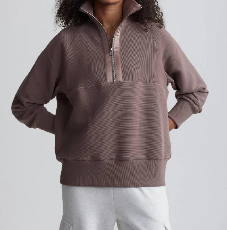 Warm and substantial Lismore Half-Zip Sweater In Deep Taupe