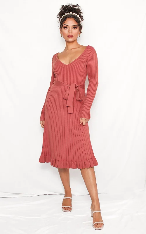Spiritual Vitality Rosetta Knit Dress - Rose
