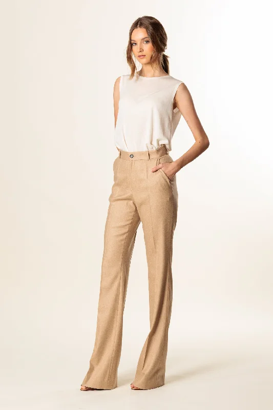 Exclusive Customization Trousers "BORDEAUX MAXI" / Cashmere & Silk by Loro Piana