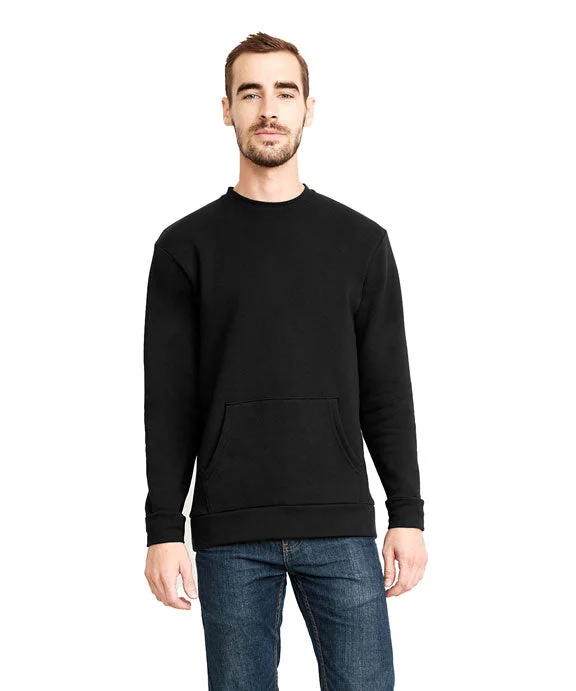 Retro Woolen Jacket 9001 - Next Level Unisex Crew Pocket Fleece | Black