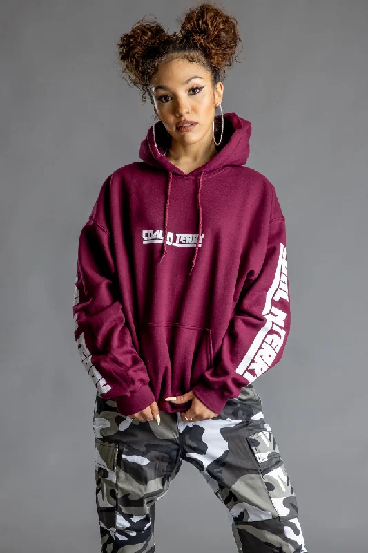 Cozy Dress MAROON N WHITE CNT REBEL SLEEVE HOODIE