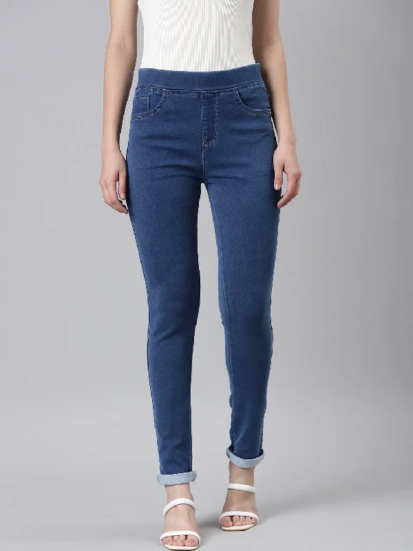 Double-sided Wear Women Blue Solid Skinny Fit Denim Jeans