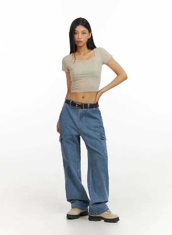 Elegant Wear Low Rise Cargo Jeans IU412