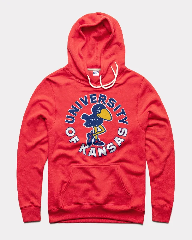 Goddess Style Kansas Jayhawks Circle Mascot Red Hoodie