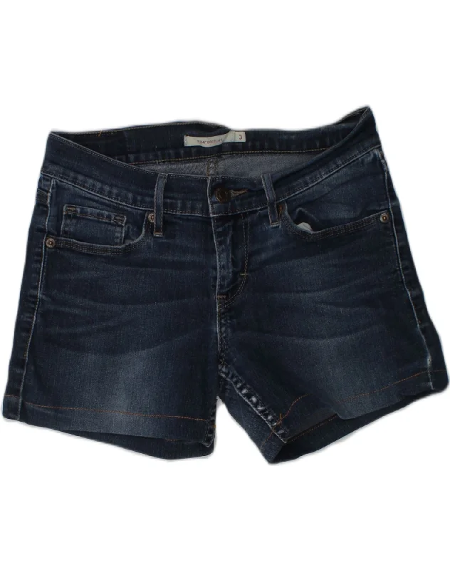 Soft Looks LEVI'S Womens 524 Denim Shorts US 3 XS W26 Navy Blue