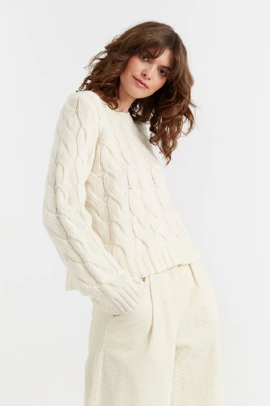 Age-reducing Style Cream Wool-Cashmere Gertie Sweater