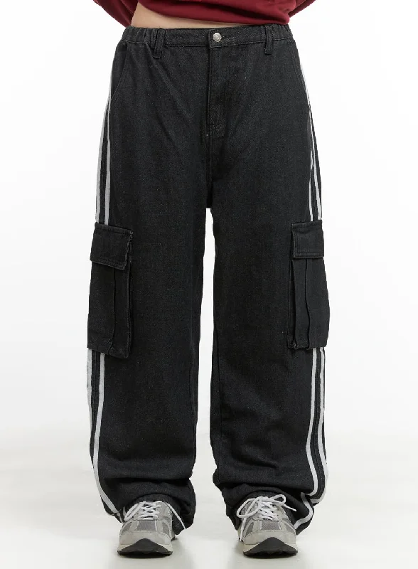 Breezy Style Josie Side Stripe Wide Fit Cargo Jeans CG420