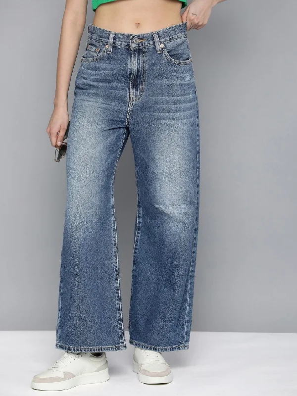 Bright Colors Women's High Rise Ribcage Wide leg Jeans