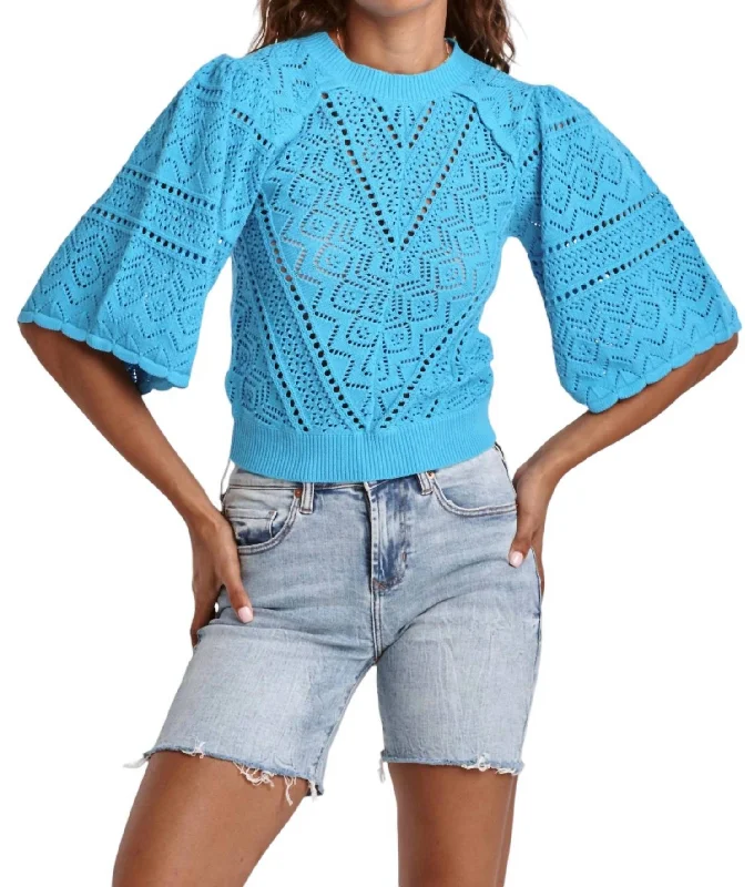 Romantic And Sweet Bailey Sweater In Turquoise
