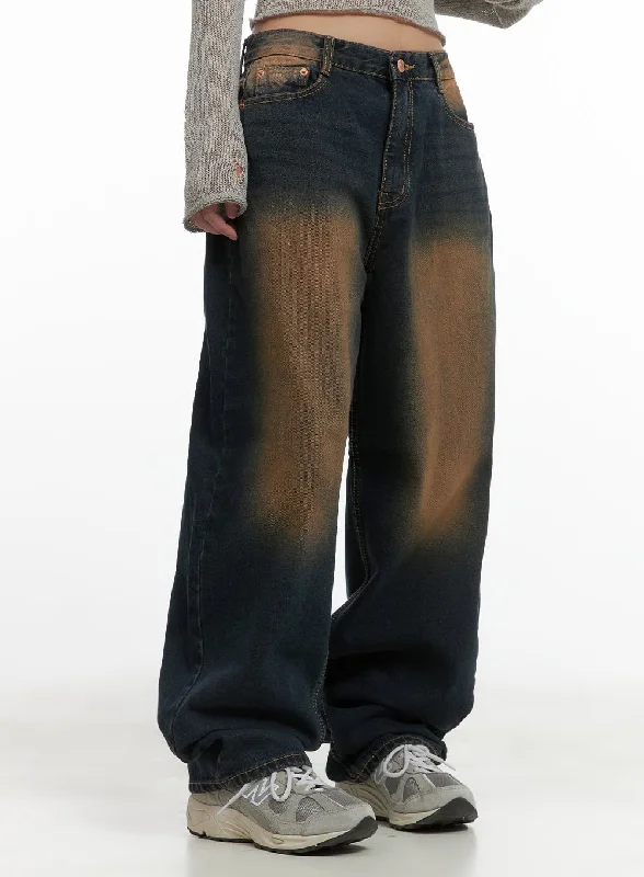 French Style Lyra Washed Wide Leg Jeans CO404
