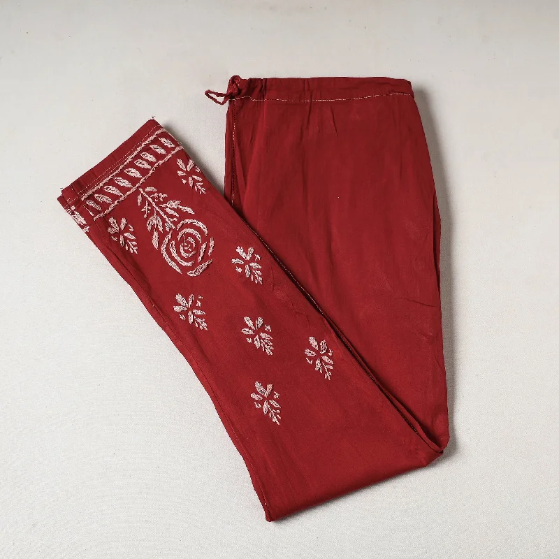 Minimal Classic Red - Lucknow Chikankari Hand Embroidery Cotton Lycra Cropped Pant (Free Size) Minimal Classic Red - Lucknow Chikankari Hand Embroidery Cotton Lycra Cropped Pant (Free Size)