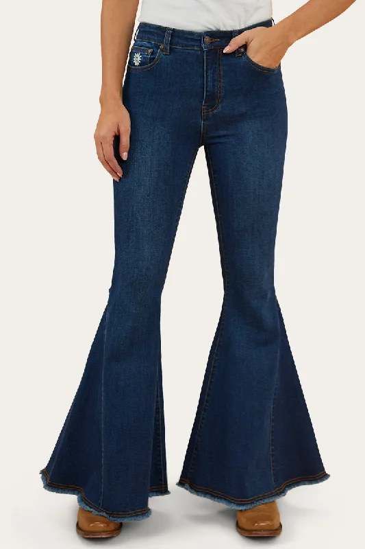 Comfortable Fashion Fields Womens Super Flare Jeans - Classic Blue