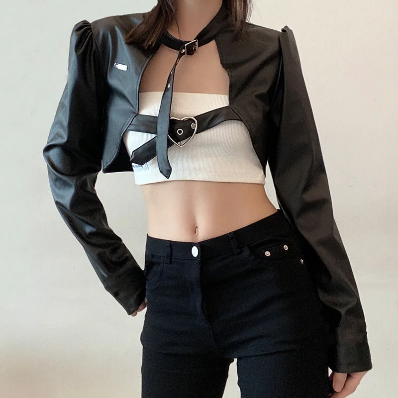 Street Fashion Street Biker Women's Short Leather Jacket